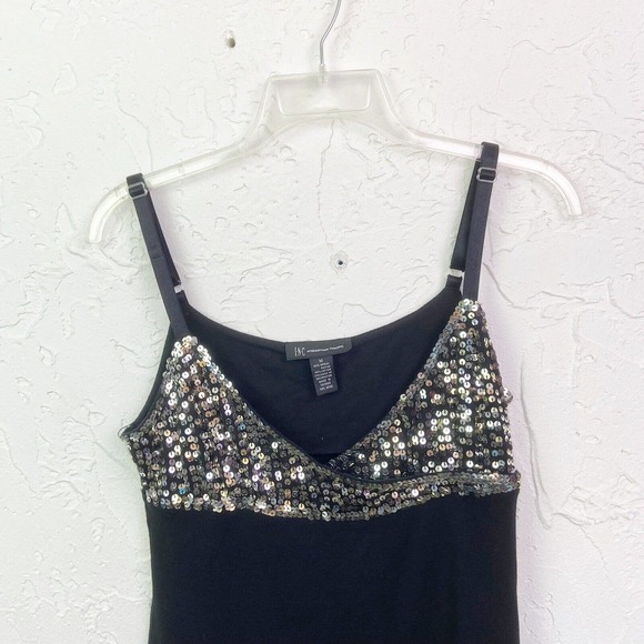 Y2K Early 2000s Retro INC Black Sequin Babydoll Tank Top Size Medium - Picture 2 of 6